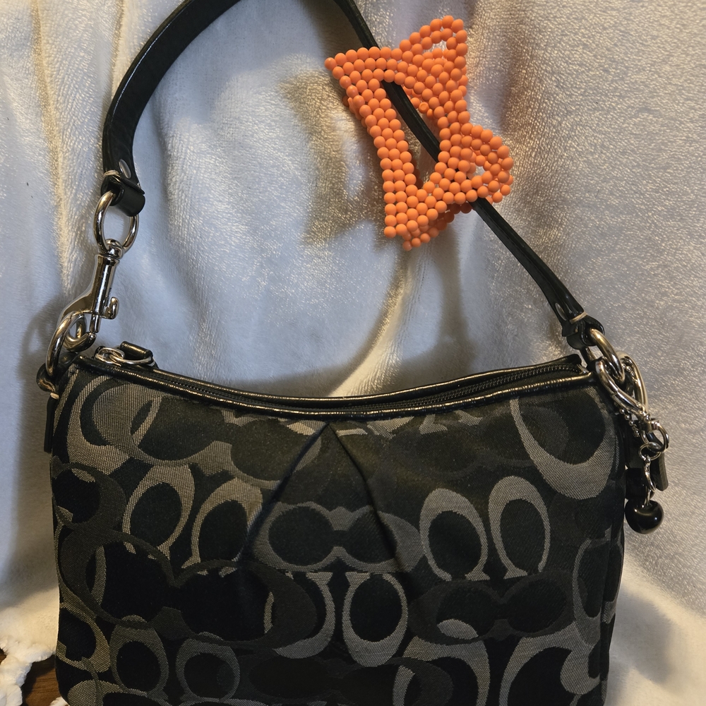 Coach Black and Gray Signature Shoulder Bag